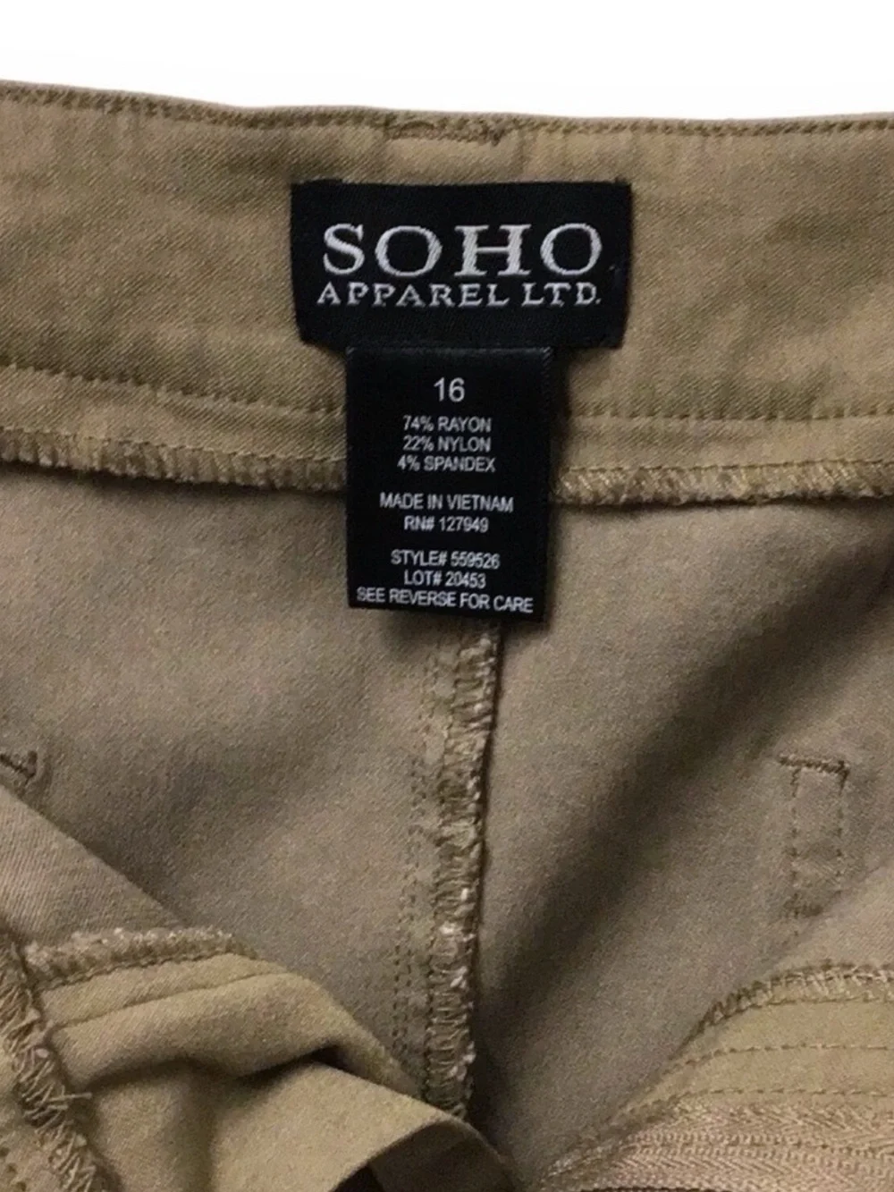 SOHO Apparel Women’s Straight Leg Pants | Neutral Workwear Trouser Camel Size 16